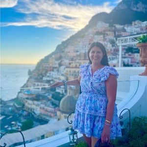 Super feminine Purple and blue LoveShackFancy for Target lace cotton dress.